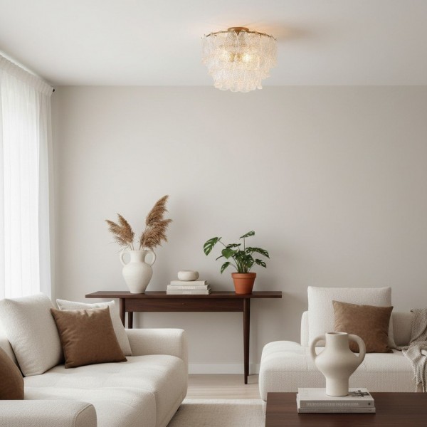 Lumvey Tiered Glass Flush Mount - Round Stacked Design for Modern Home K1738