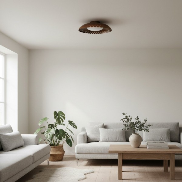 Lustrona Vintage Brass Flush Mount Light - Burnished Metal Ceiling Light for Living Room K1634