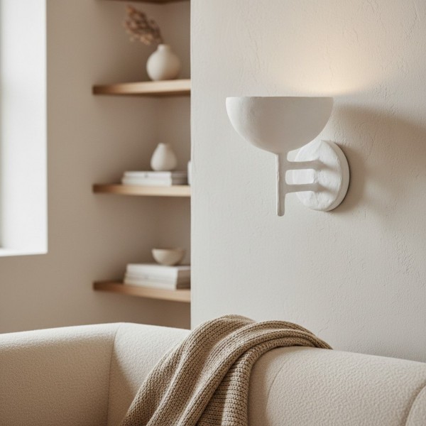 Plara Decorative Wall Lamp - Plaster‑Covered Metal Wall Light Clean Modern Style for Bathroom Vanity & Accent Walls K1695