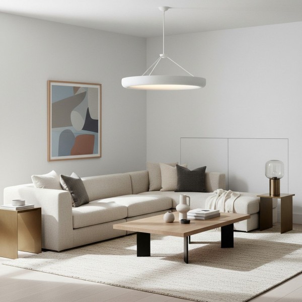 Plara Plaster-Texture Halo Chandelier - Modern Ring Ceiling Lamp for Living & Dining K1692
