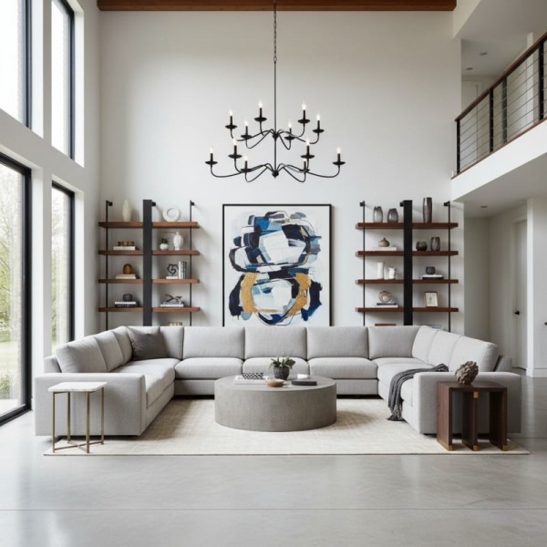 Reticula Modern Round Chandelier - Iron Frame with Open Circular Design for Dining or Entry K1704