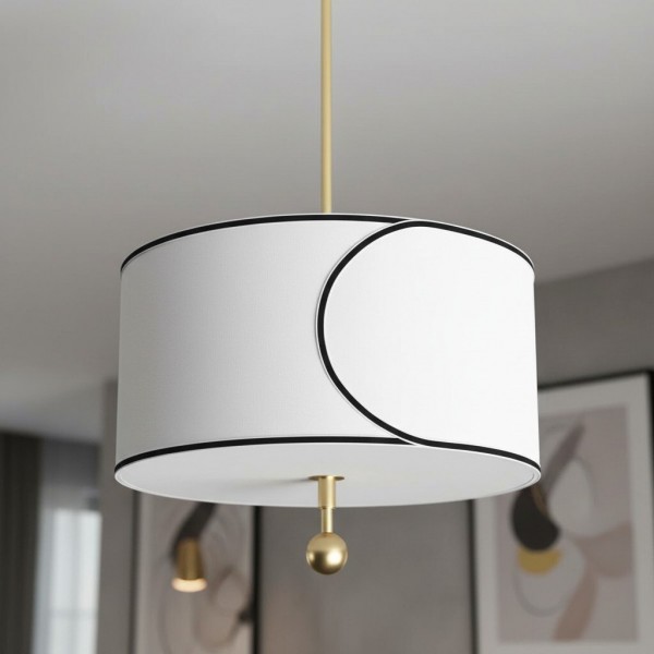 Roven 3-Light Drum Pendant Light - Modern Transitional Layered Fabric for Dining Room or Living Room K1710