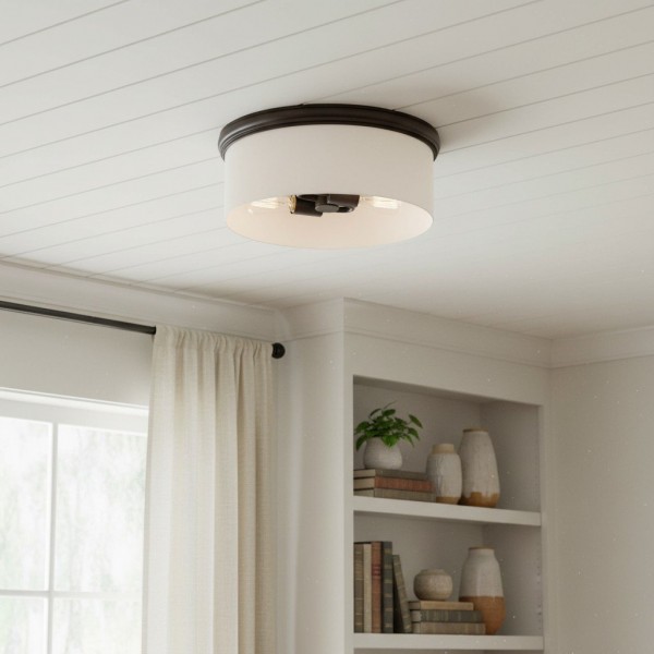 Roven Flush Mount Ceiling Lamp with Opal Glass Dome - Sleek Design for Bedroom and Living Room K1720