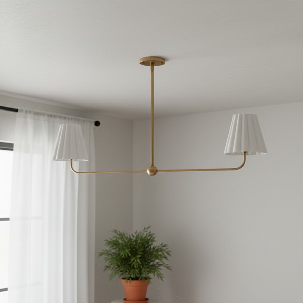Ruffmeto Ruffled Shade Metal Frame Chandelier for Dining, Entry and Living Room K1635