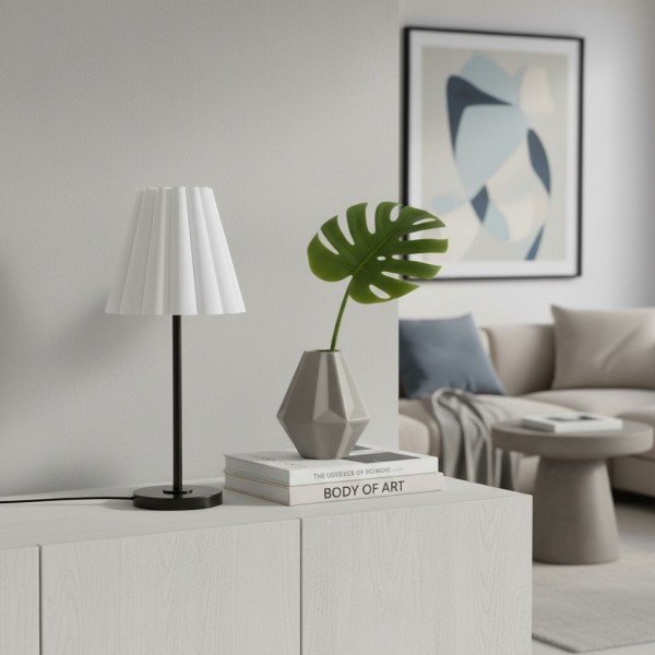 Ruffmeto Transitional Slim Table Lamp - Sculptural Shade Lighting for Living Room or Bedroom K1617