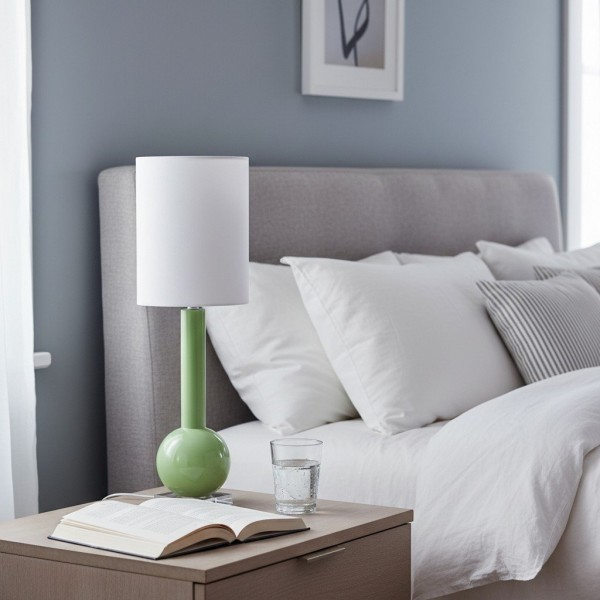 Savara Minimalist Table Lamp - Clean Glass Form with Fabric Shade for Bedrooms K1668