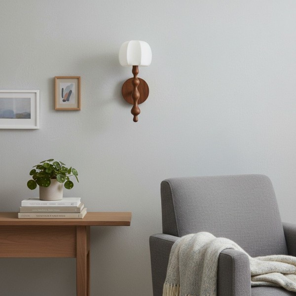 Savara Modern Curved Base Wall Light - Soft Diffused Fabric Shade for Hallways and Living Rooms K1670
