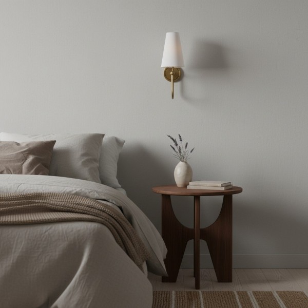 Serena Elegant Swoop Arm Sconce - Modern Fabric Shade Wall Lamp for Hallway and Bedroom K1721