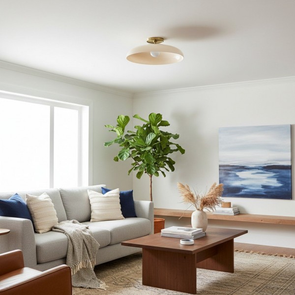 Vega Glass Flush Mount - Champagne-Tinted Globe Modern Glass Ceiling Light for Hallway K1733