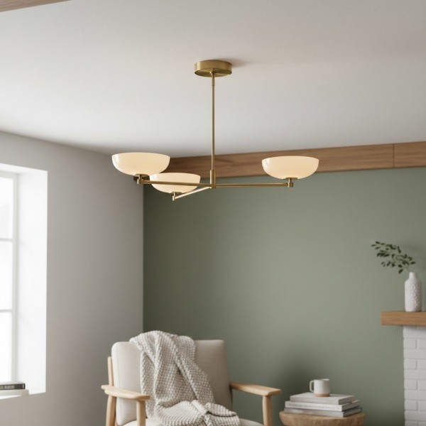 Vega Glass Mid-Century Modern Globe Chandelier with Glass Shades for Dining Room and Kitchen Island K1740