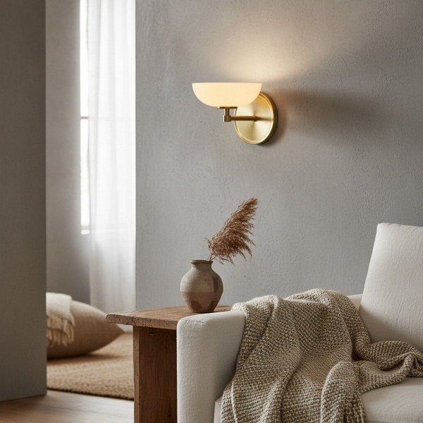 Vega Glass Wall Sconce - Minimalist Small Fixture, Contemporary Metal Accent for Hallway or Vanity K1734