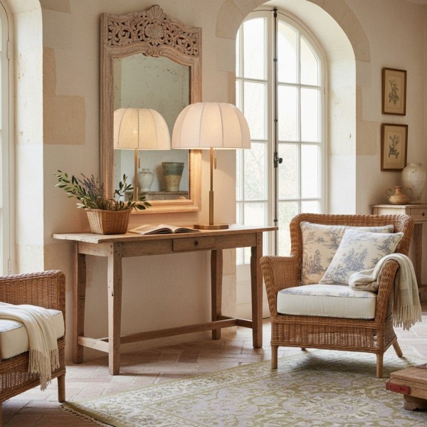 Vellaro Elegant Brass Table Lamp with Fabric Shade - Bedside Light for Contemporary Bedroom K1643