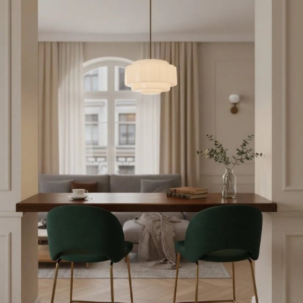 Vexrona Glass Pendant Lamp - Elegant Adjustable Metal Hanging Rod for Living Room and Bar K1708