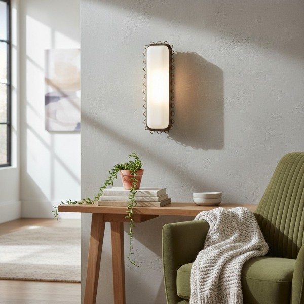 Glowvera Wall Sconce - Wavy Metal Frame Design Modern Glass-Shade Sconce for Hallway K1628