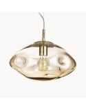 Glissora Soft Curved Glass Pendant Light - Hanging Pendant Glass and Metal for Dining and Kitchen Island K1750