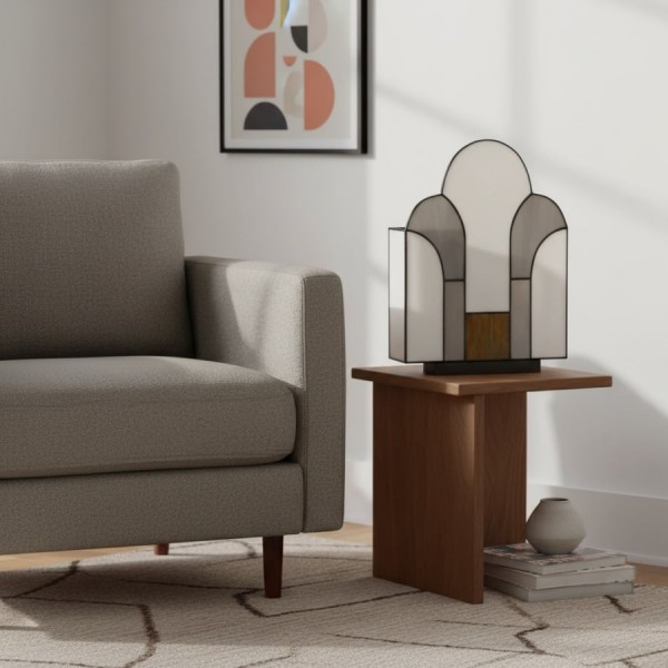 Kelsar Stained Glass Art Deco Table Lamp - Elegant Indoor Accent Light for Living Room or Entryway K1799
