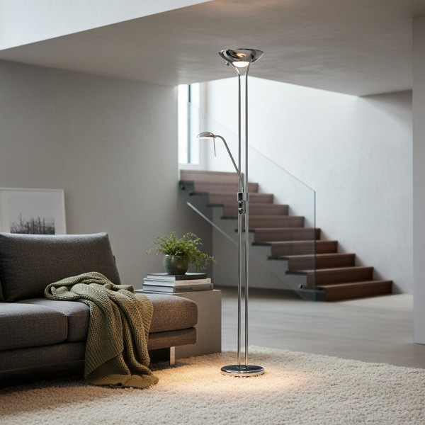 Linexis Art Deco Metal & Opal Glass Floor Lamp - Dual-Light Design for Modern Interiors K1910