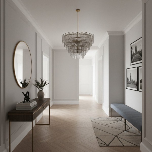 Lumvey Round Chandelier - Vintage Tiered Glass Inspired Metal Frame for Dining Room & Foyer K1768