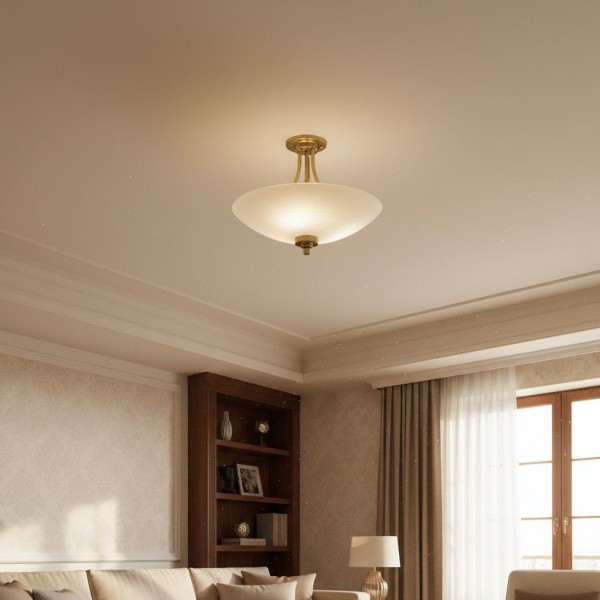 Lunetal Timeless Three-Arm Structure Semi Flush Chandelier - Vintage Pendant Light for Bedroom or Entry K1806