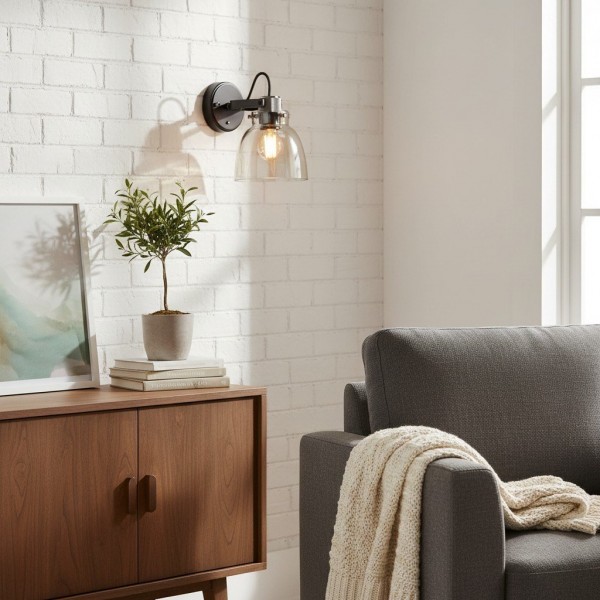Readium Modern Glass-Shaded Wall Lamp - Adjustable Head for Bedrooms and Hallways K1840