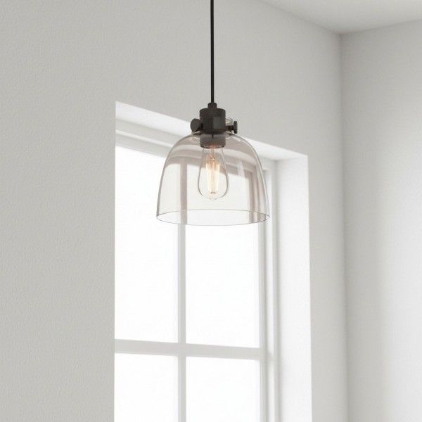 Readium Tinted Glass Pendant Light - Minimalist Dome Shade Adjustable for Kitchen Island and Dining Room K1846