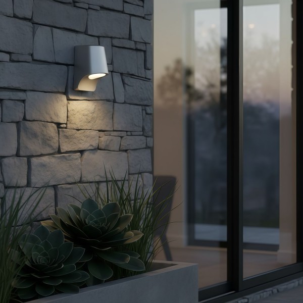 Rivathis Minimalist Metal Pewter Wall Lantern - Stylish Porch Fixture Ideal for Entry or Garden K1861