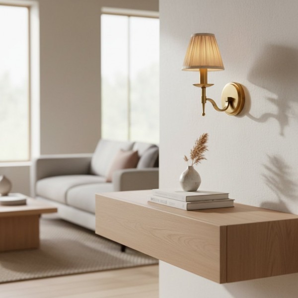 Tela Traditional Brass Wall Light - Classic Curved-Arm Sconce for Living Room & Hallway K1803