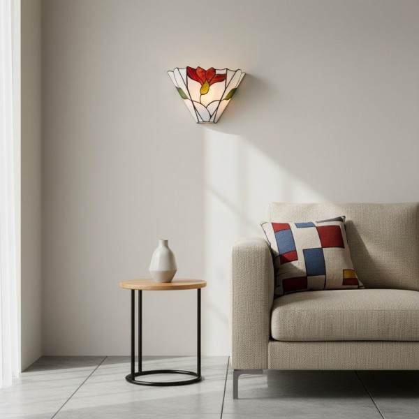 TF Botanica Stained Glass Floral Design Wall Light - Sconce For Hallway And Bedroom K1792