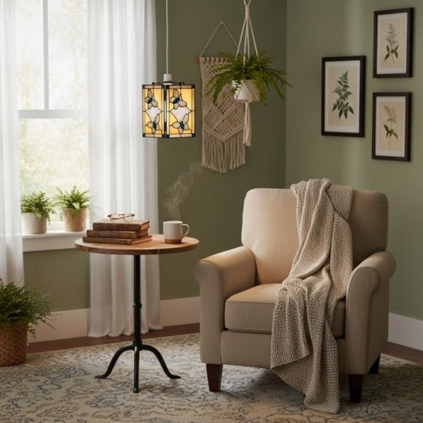 TF Butterfly Pendant Lamp - Artistic Stained Glass Pendant Light for Living Room or Bedroom K1801
