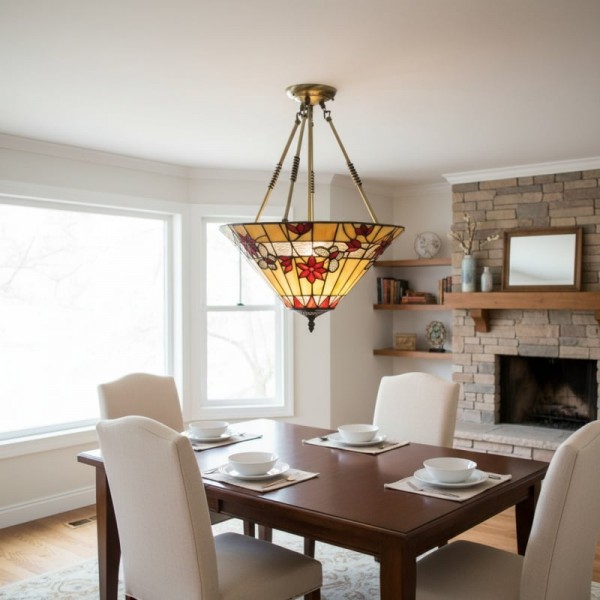 TF Butterfly Pendant Light - Stained Glass Pendant in Art Nouveau Style for Living Room K1899