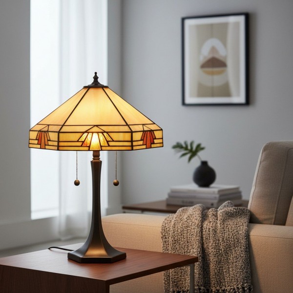 TF Nevada Geometric Stained Glass Table Light - Table Lamp for Living Rooms and Bedrooms K1904
