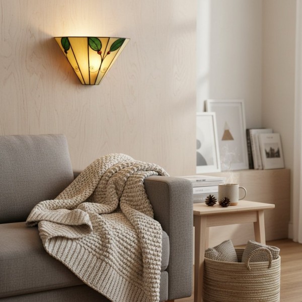 TiffStar Art Nouveau Leaf Motif Tiffany Wall Sconce - Vintage Inspired Accent Lighting for Hallway and Living Room K1782