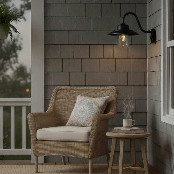 Trevanta Arched Arm Design Wall Light - Black Painted Sensor Lantern Style for Small Spaces K1867