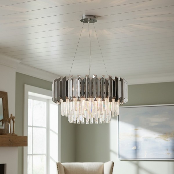 Virelia Contemporary Crystal Pendant Light - Layered Crystal Shade Ceiling Fixture for Dining or Living Room K1802