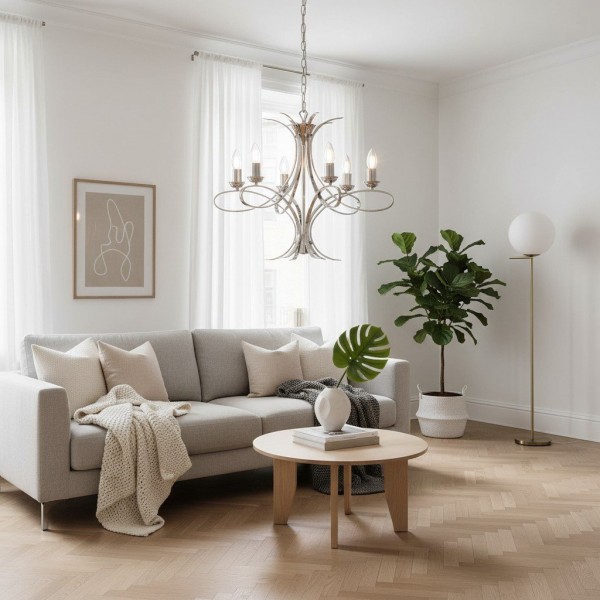 Foline Geometric Light Chandelier - Nickel Finish Ambient Glow for Hallways and Kitchens K1984