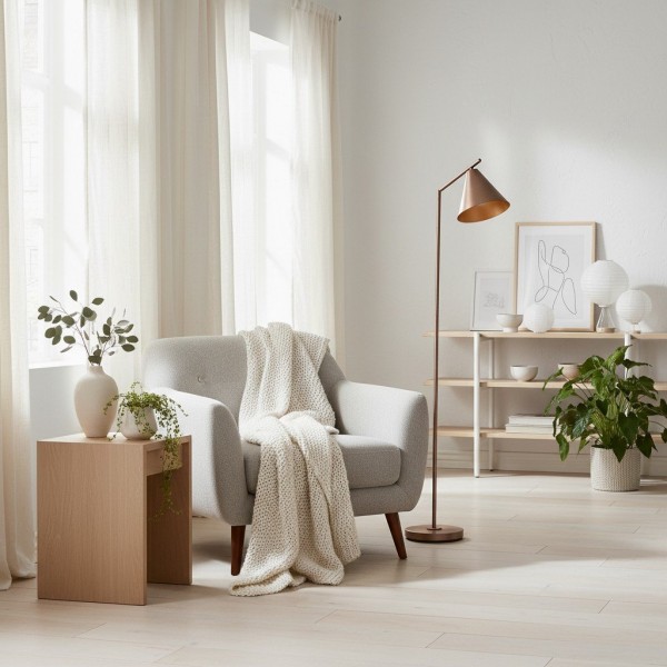Oricone Modern Floor Task Lamp with Adjustable Arm - Cape Style Reading Light K1969