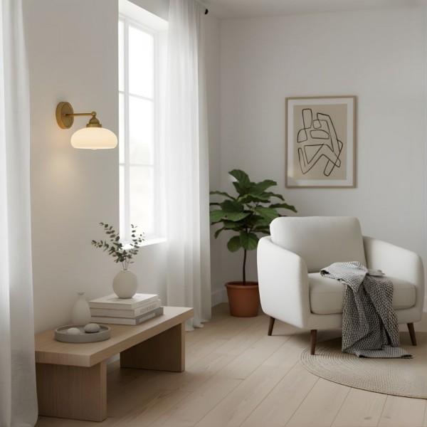 Riven Wall Lamp - Vintage Industrial Milk White Glass Shade for Indoor K2035