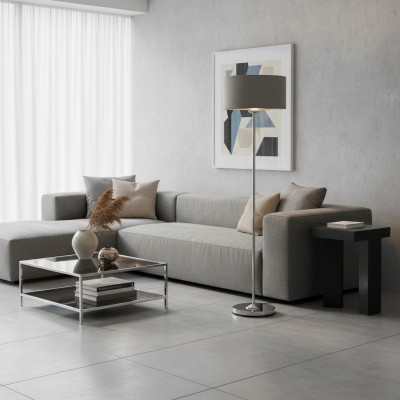 Tela Drum Shade Floor Lamp... 2