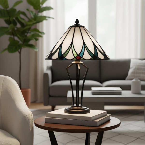 TF Allanton Water Ripple Glass Table Lamp - Classic Style for Living Room, Bedroom or Study K1949