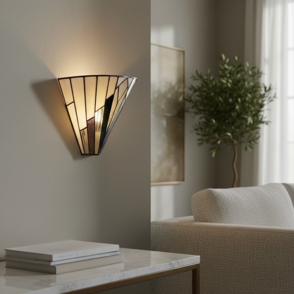 TF Astoria Vintage Fan-Shaped Wall Lamp - Handcrafted Art Glass For Bedroom Accent Light K2007