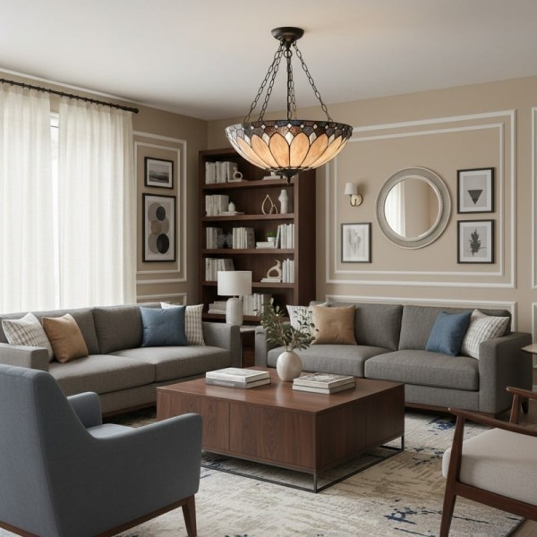 TF Brooklyn Inverted Pendant - Deco Glass Pendant Light with Adjustable Chain for Home Spaces K1957