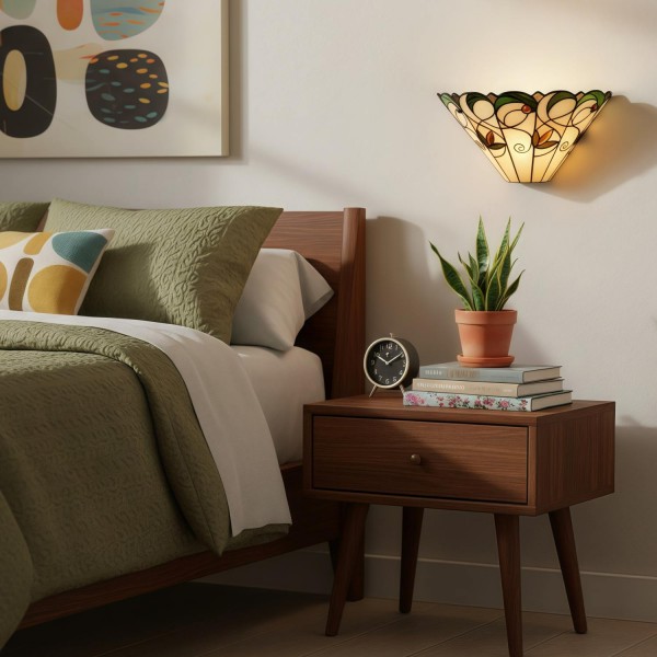 TF Jamelia Art Nouveau Wall Light with Bevelled Glass Shade - Metal Glass Fixture for Hallway or Bedroom K1985