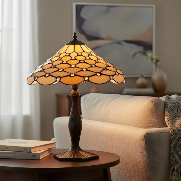 TF Pearl Stained Glass Table Lamp - Bedroom and Living Room Ambient Light K1973