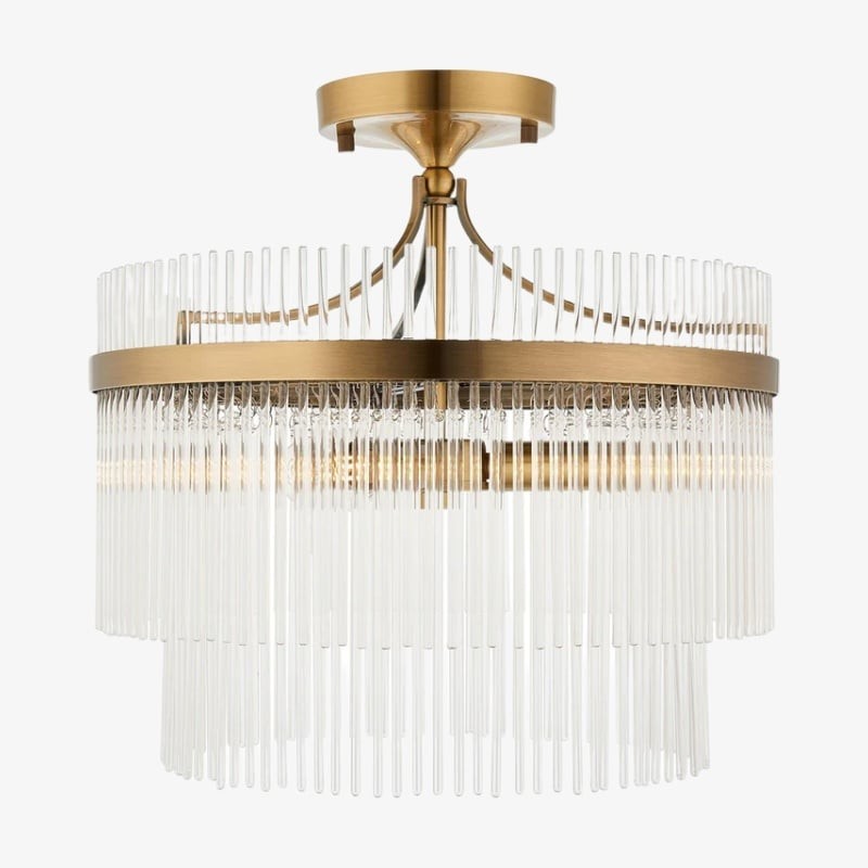 RibGlow Antique Brass 3-Light Ceiling...