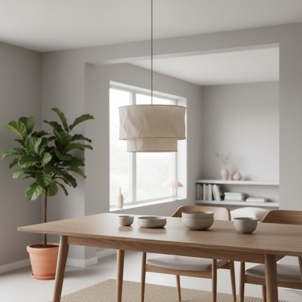Aeroloom Organic Texture Pendant Lamp - Soft Layered Fabric Shade Modern Decorative Lighting for Any Room K2102