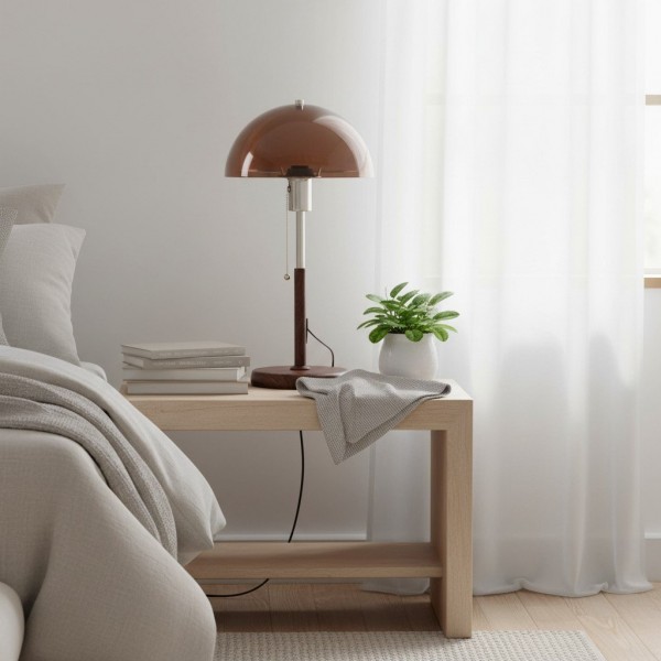 Afterglow Table Lamp Rounded Shade Bedside Accent Table Lamp - Modern Retro Style for Bedroom K2159