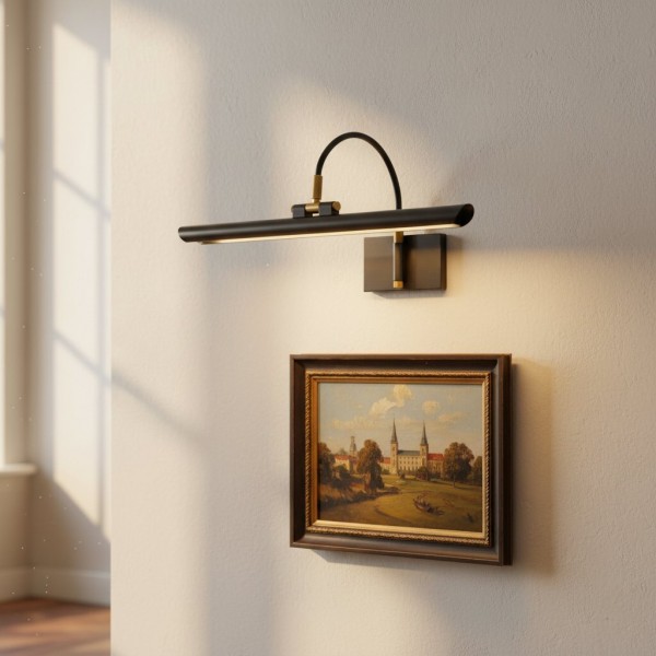 Aurix Picture Light - Slim Shade Artwork Illumination Metal Finish Wall Fixture for Gallery K2185