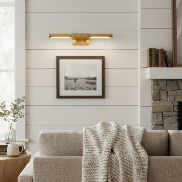 Aurix Picture Light - Slim Wrapped‑Center Bar Design Metal Finish Wall Lamp for Gallery & Hallway K2179