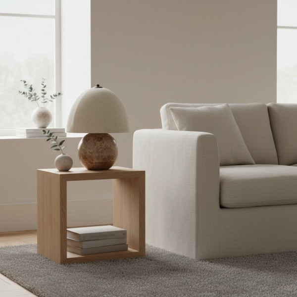 Cordove Table Lamp Sculptural Sphere Base Artistic Table Light - Linen Shade for Bedroom Living Room K2052