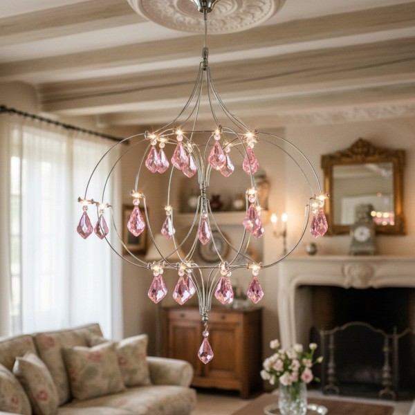 Crynora French Crystal Chandelier - Romantic Firefly Design in Luxe Style for Dining Room or Bedroom K2081